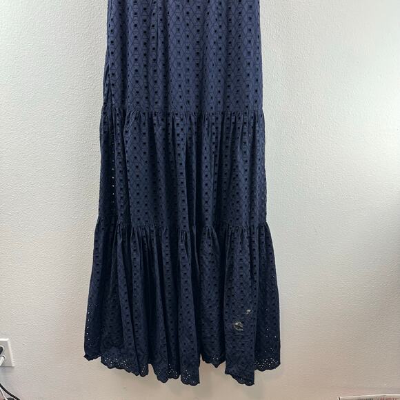 Veronica Beard Satori Eyelet Maxi Dress Navy Blue 6 Boho Coastal - Picture 8 of 13